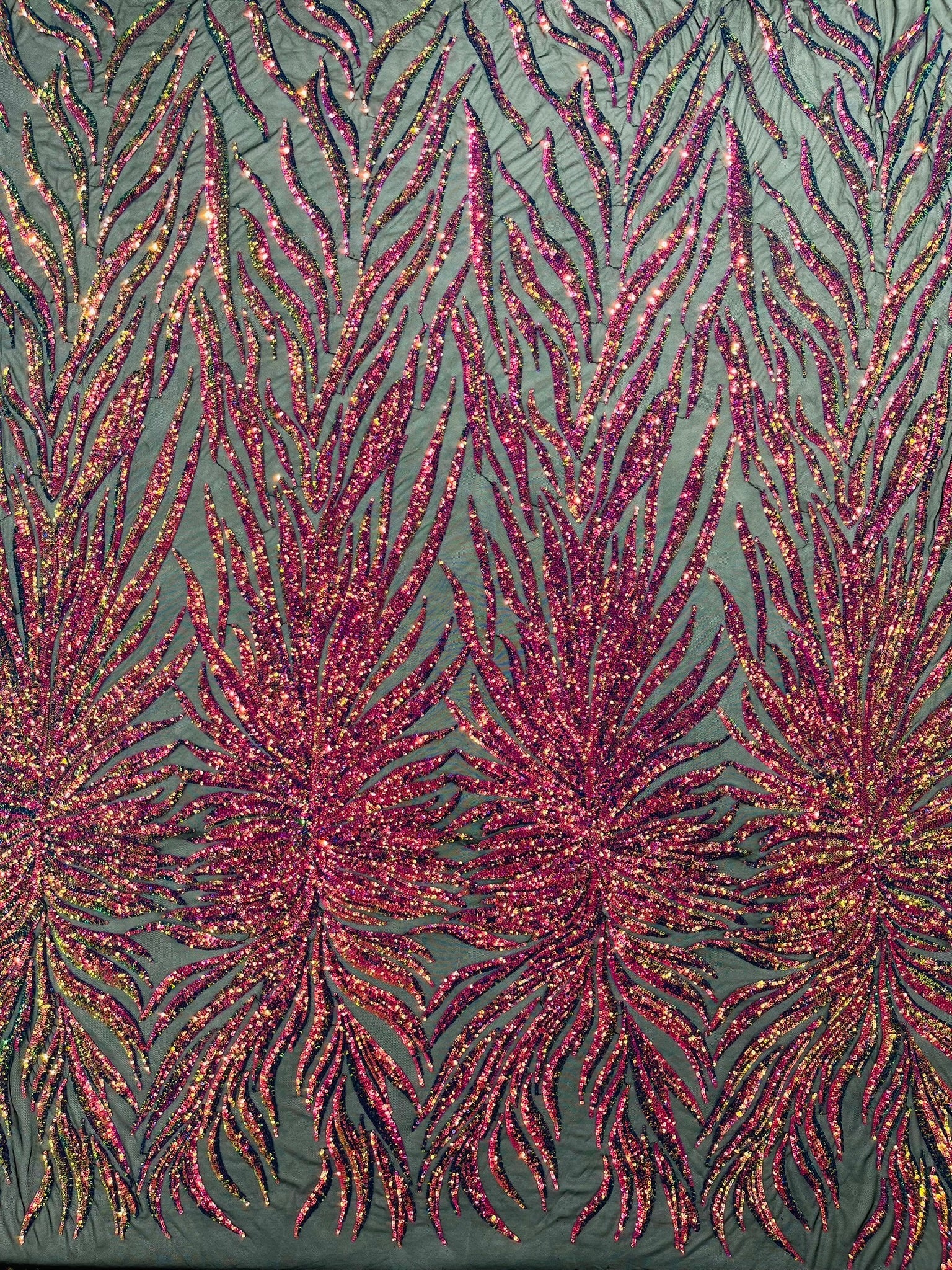 Phoenix Sequin Feather Fabric 54” Wide| New Creations Fabric & Foam Inc. - New Creations Fabric & Foam Inc