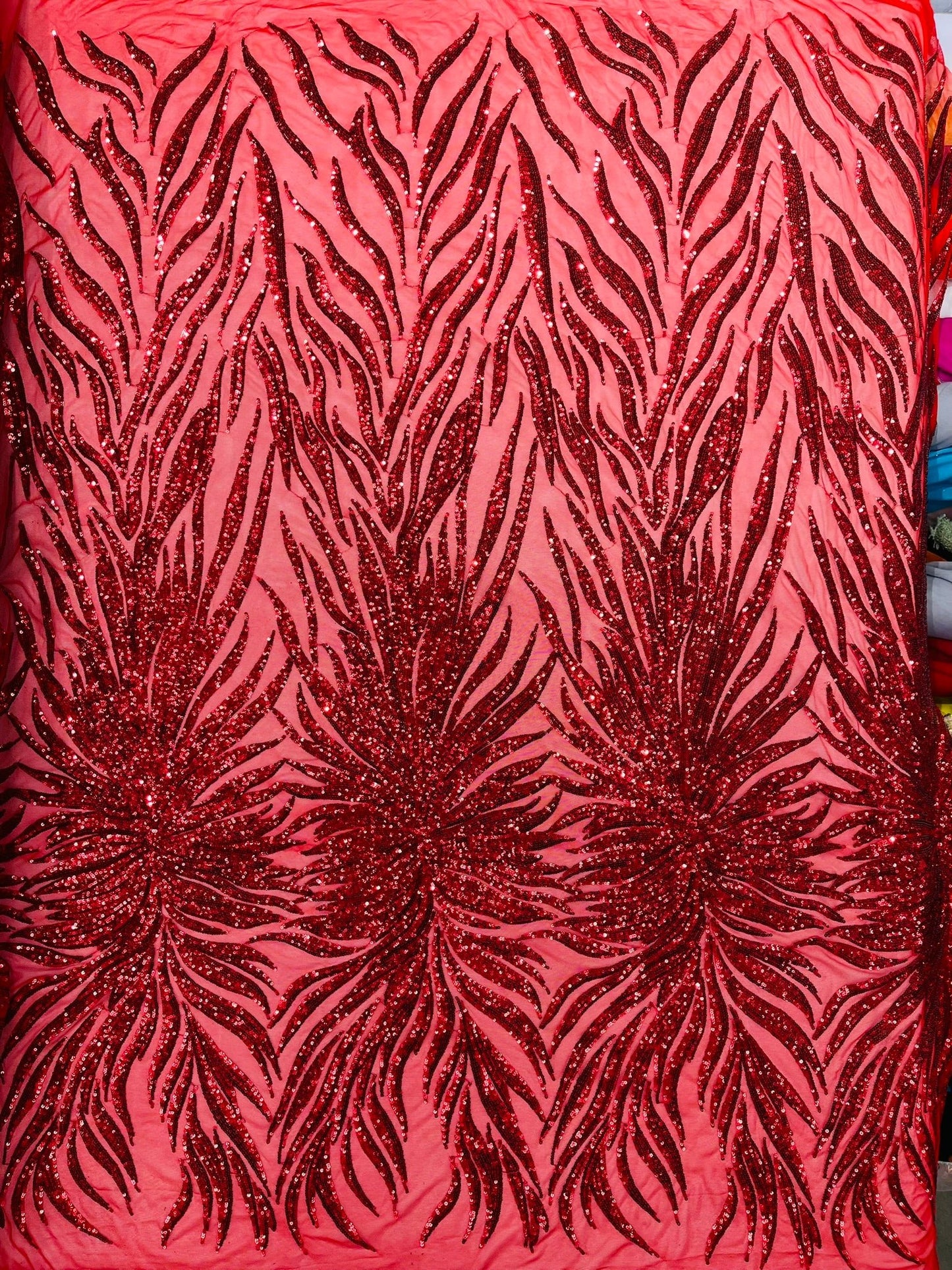 Phoenix Sequin Feather Fabric 54” Wide| New Creations Fabric & Foam Inc. - New Creations Fabric & Foam Inc