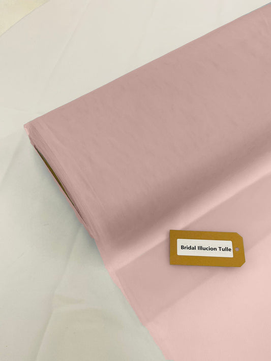 Pink - Bridal Illusion Tulle 108"Wide Polyester Premium Tulle Fabric Bolt, By The Roll. - New Creations Fabric & Foam Inc