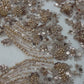 Damask Wing Design Embroidered Heavy Beaded Lace on 54" Mesh Fabric.