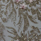 3D Floral Big Glitter Damask Design On A Mesh Lace 54" Wide| New Creations Fabric & Foam Inc.