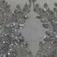 Damask Wing Design Embroidered Heavy Beaded Lace on 54" Mesh Fabric.