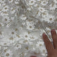 Ivory/Gold metallic French inspired embroidered lace fabric| New Creations Fabric & Foam Inc.