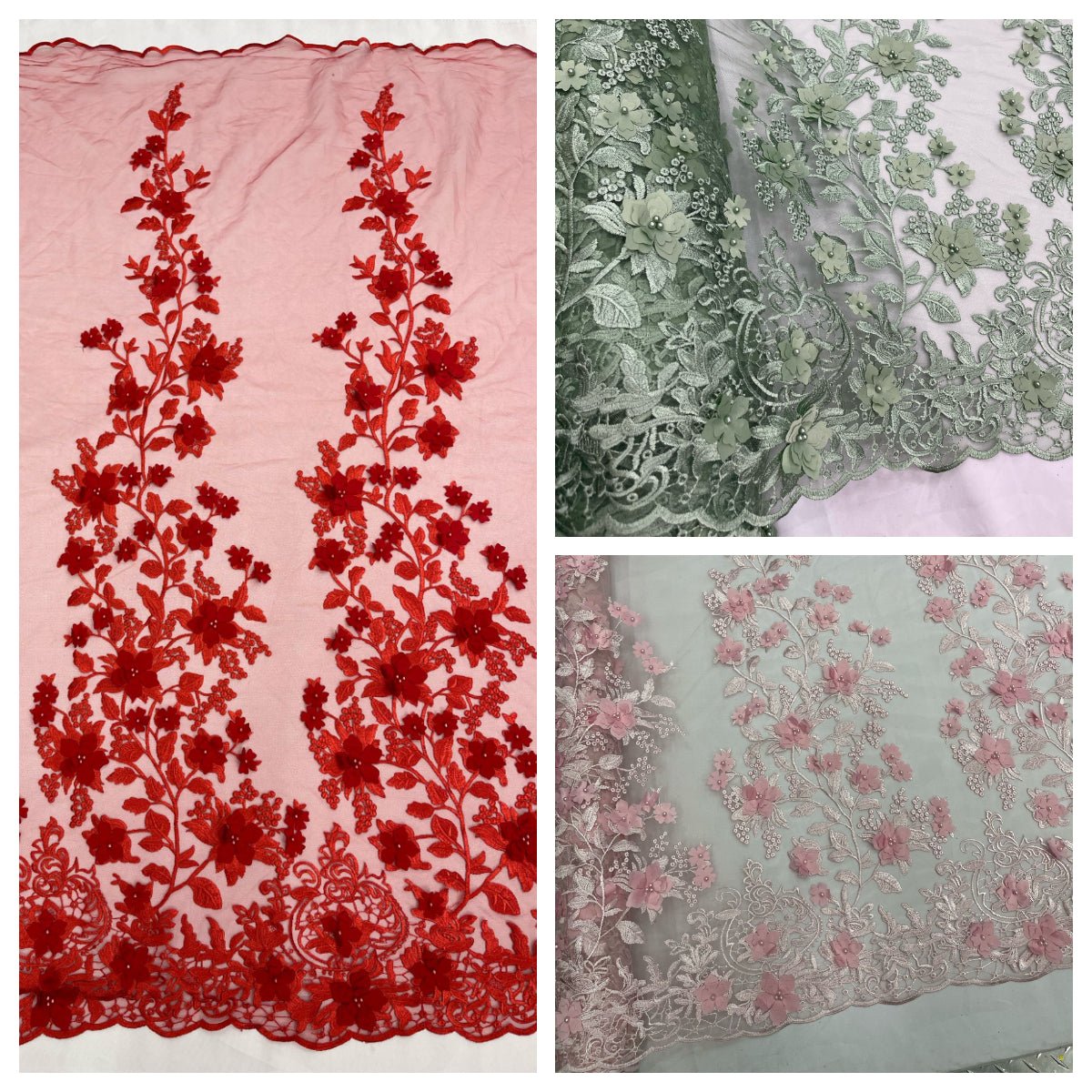 PRINCESS 3D FLORAL LACE (By The Yard) - New Creations Fabric & Foam Inc