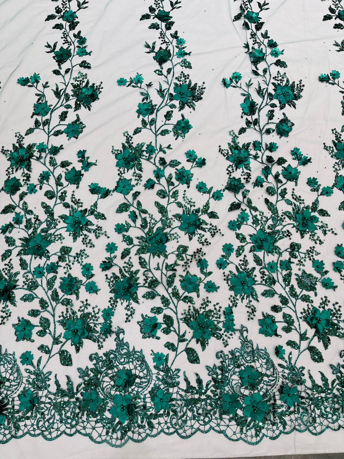 Princess Glitter 3d floral design fabric lace| New Creations Fabric & Foam Inc. - New Creations Fabric & Foam Inc