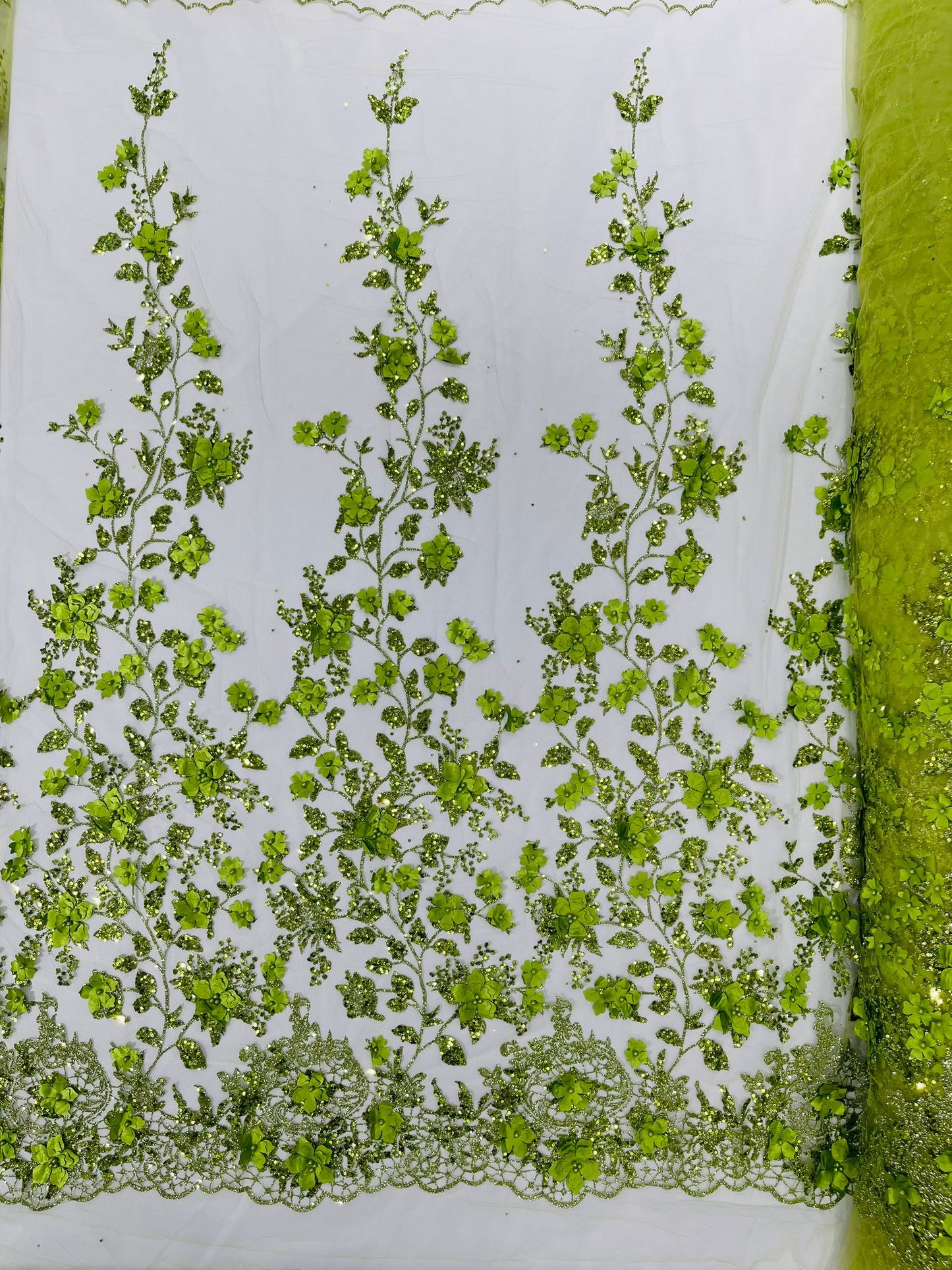 Princess Glitter 3d floral design fabric lace| New Creations Fabric & Foam Inc. - New Creations Fabric & Foam Inc