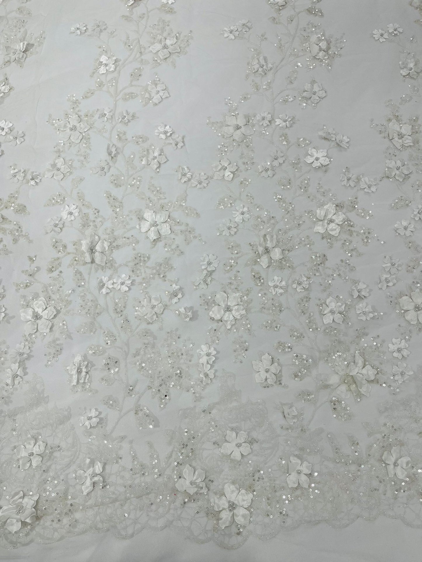 Princess Glitter 3d floral design fabric lace| New Creations Fabric & Foam Inc. - New Creations Fabric & Foam Inc