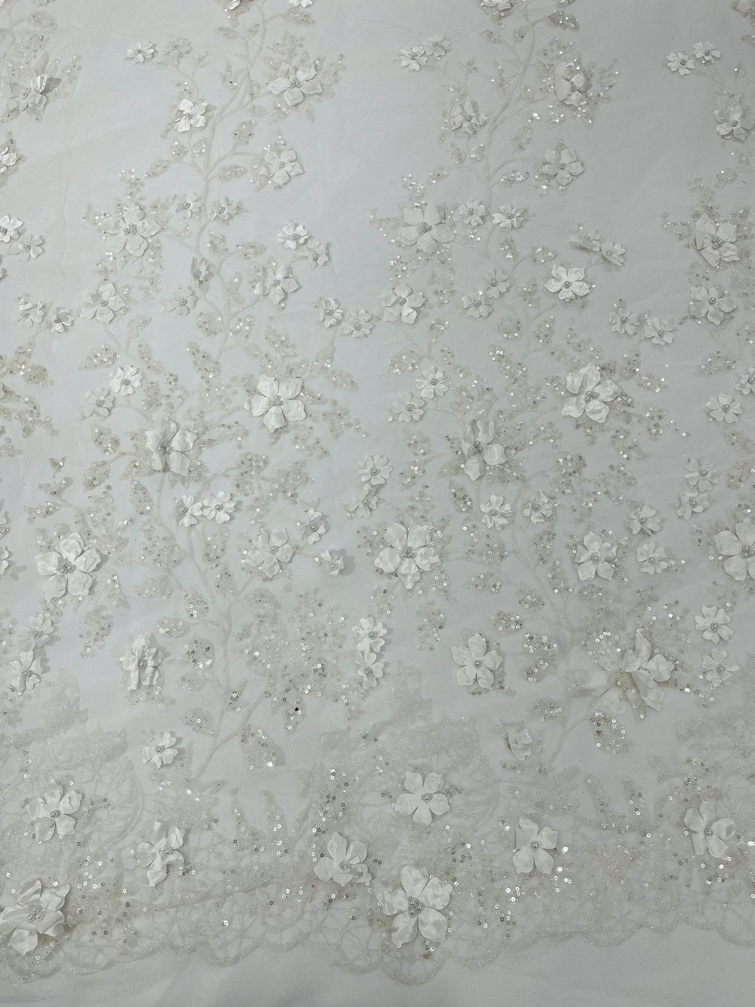 Princess Glitter 3d floral design fabric lace| New Creations Fabric & Foam Inc. - New Creations Fabric & Foam Inc