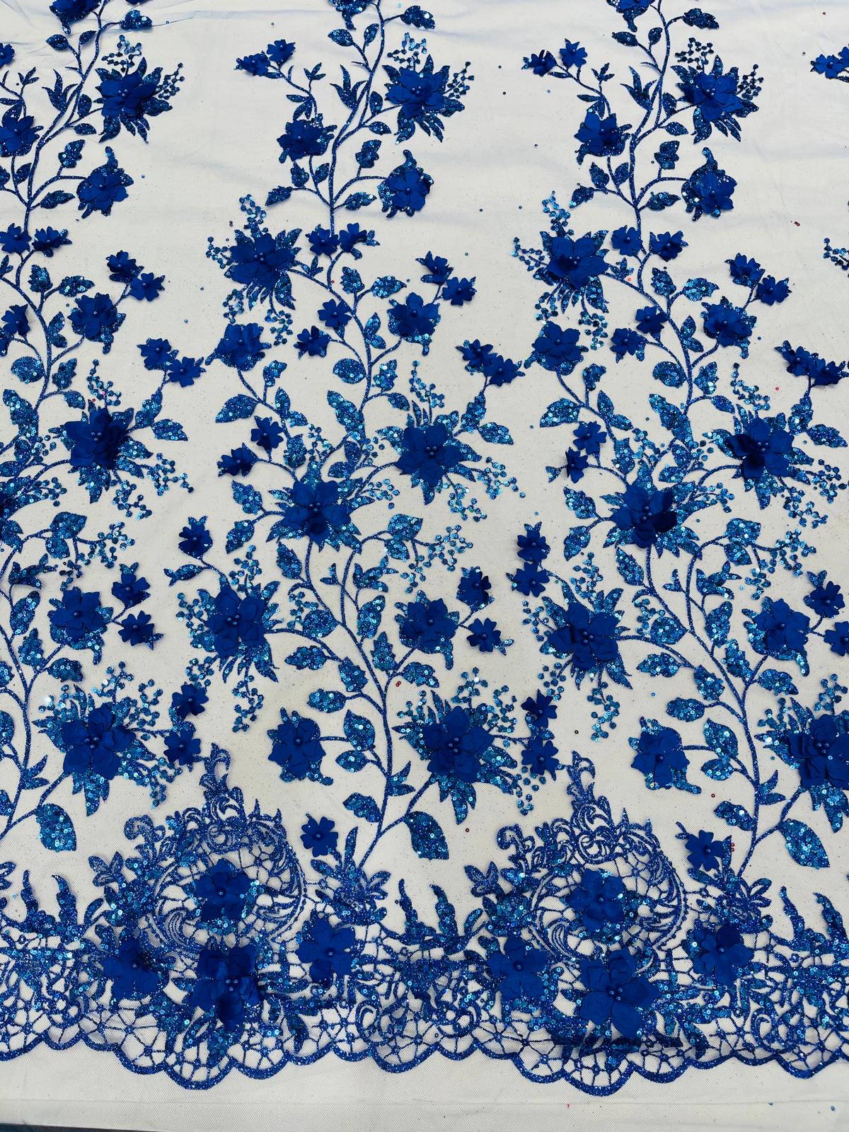 Princess Glitter 3d floral design fabric lace| New Creations Fabric & Foam Inc. - New Creations Fabric & Foam Inc