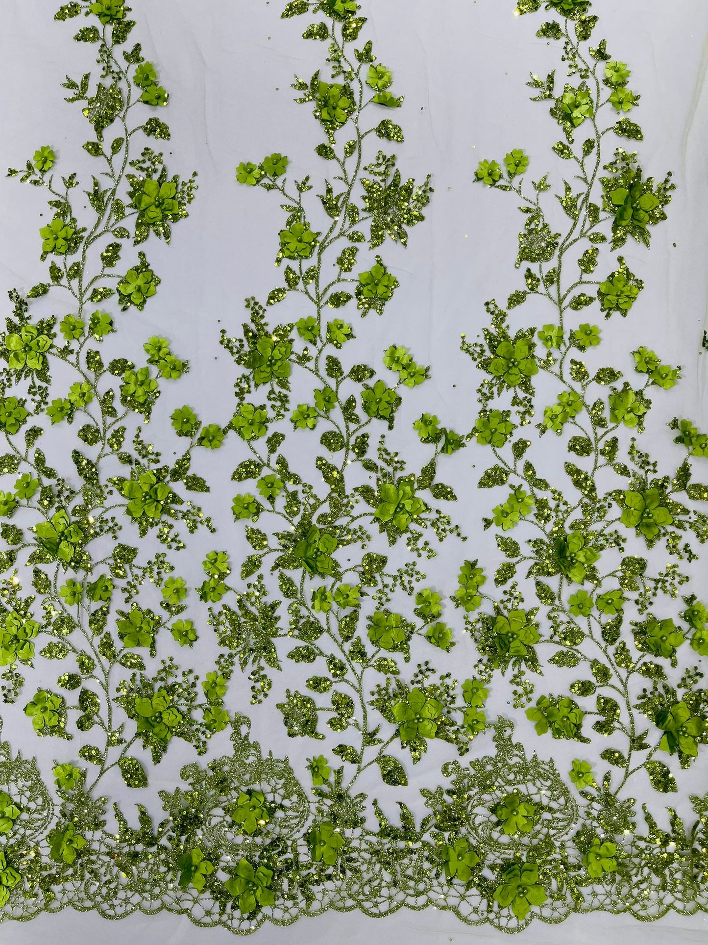 Princess Glitter 3d floral design fabric lace| New Creations Fabric & Foam Inc. - New Creations Fabric & Foam Inc