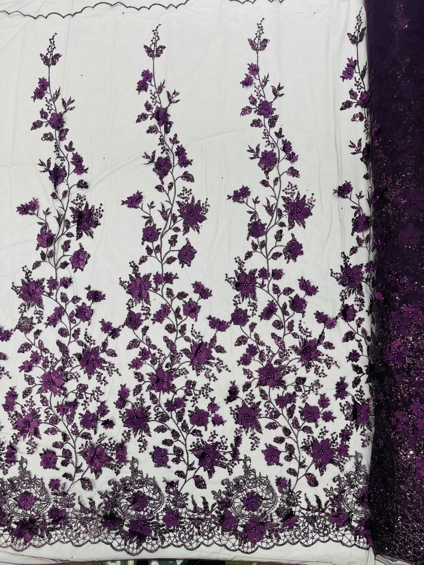 Princess Glitter 3d floral design fabric lace| New Creations Fabric & Foam Inc. - New Creations Fabric & Foam Inc