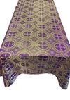 Purple/Gold - Rectangular Metallic Cross Brocade Jacquard Satin Tablecloth Overlay/Religious Brocade/Liturgical Fabric/Church. - New Creations Fabric & Foam Inc