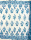 Queen Beaded Damask Lace On Mesh| 54" Wide| Wedding Fabric| Prom. - New Creations Fabric & Foam Inc