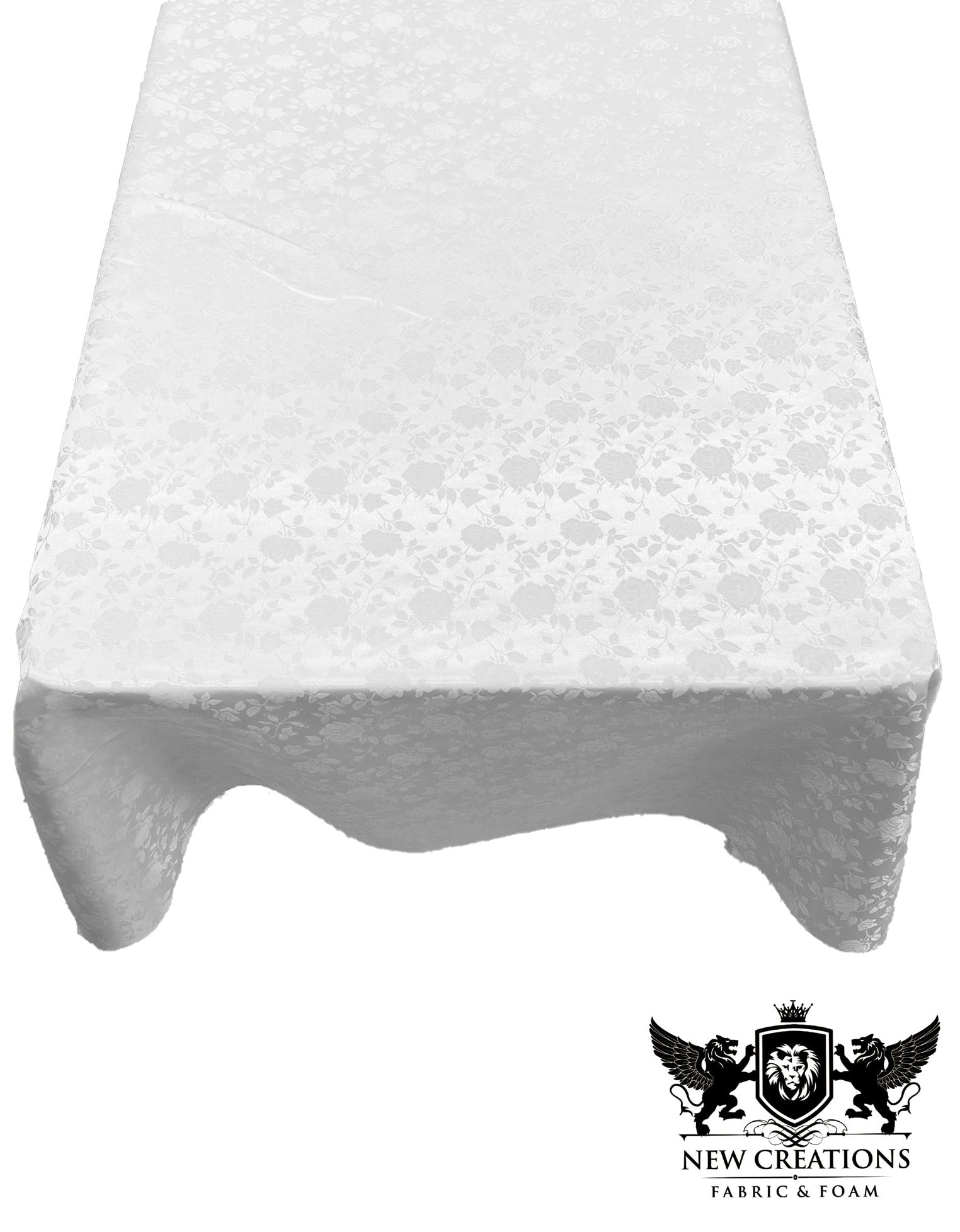 Rectangular Tablecloth Roses Jacquard Satin Overlay for Small Coffee Table Seamless. (60 Inches x 102 Inches) - New Creations Fabric & Foam Inc