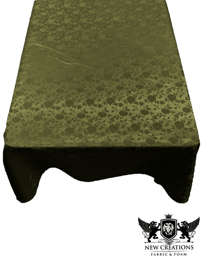 Rectangular Tablecloth Roses Jacquard Satin Overlay for Small Coffee Table Seamless. (60 Inches x 102 Inches) - New Creations Fabric & Foam Inc