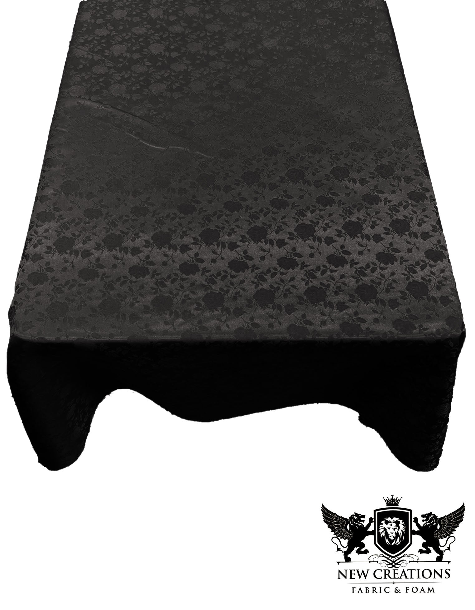 Rectangular Tablecloth Roses Jacquard Satin Overlay for Small Coffee Table Seamless. (60 Inches x 102 Inches) - New Creations Fabric & Foam Inc