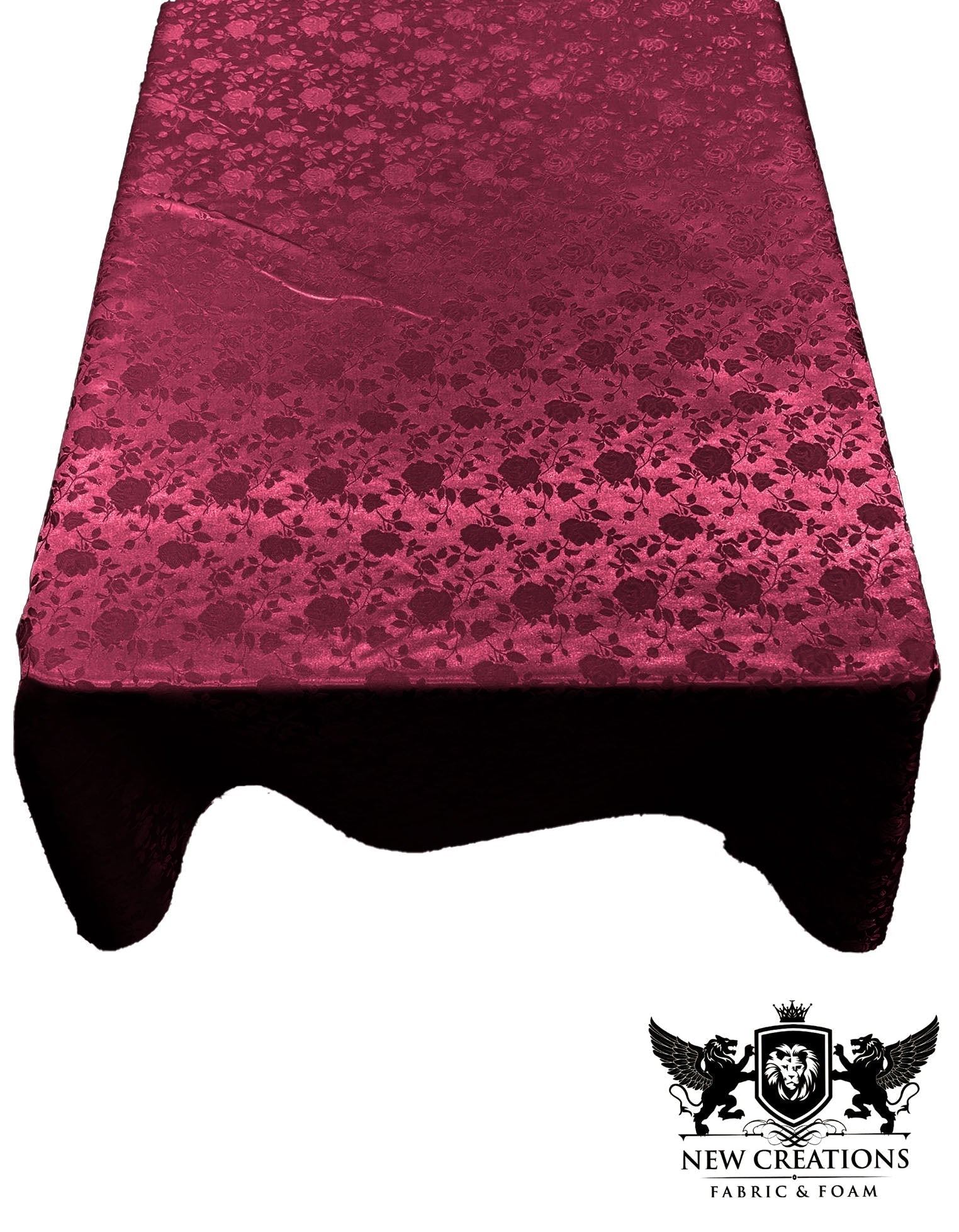 Rectangular Tablecloth Roses Jacquard Satin Overlay for Small Coffee Table Seamless. (60 Inches x 102 Inches) - New Creations Fabric & Foam Inc