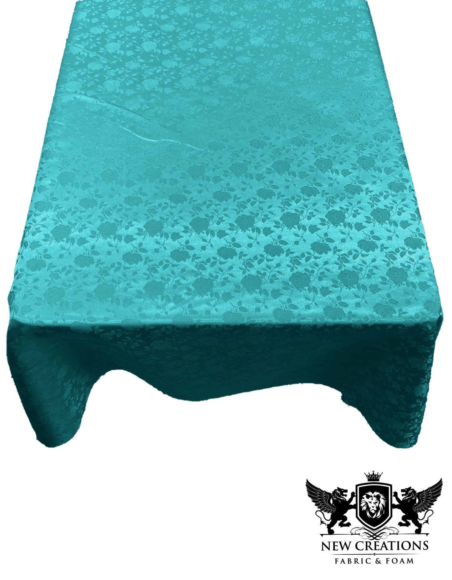 Rectangular Tablecloth Roses Jacquard Satin Overlay for Small Coffee Table Seamless. (60 Inches x 102 Inches) - New Creations Fabric & Foam Inc