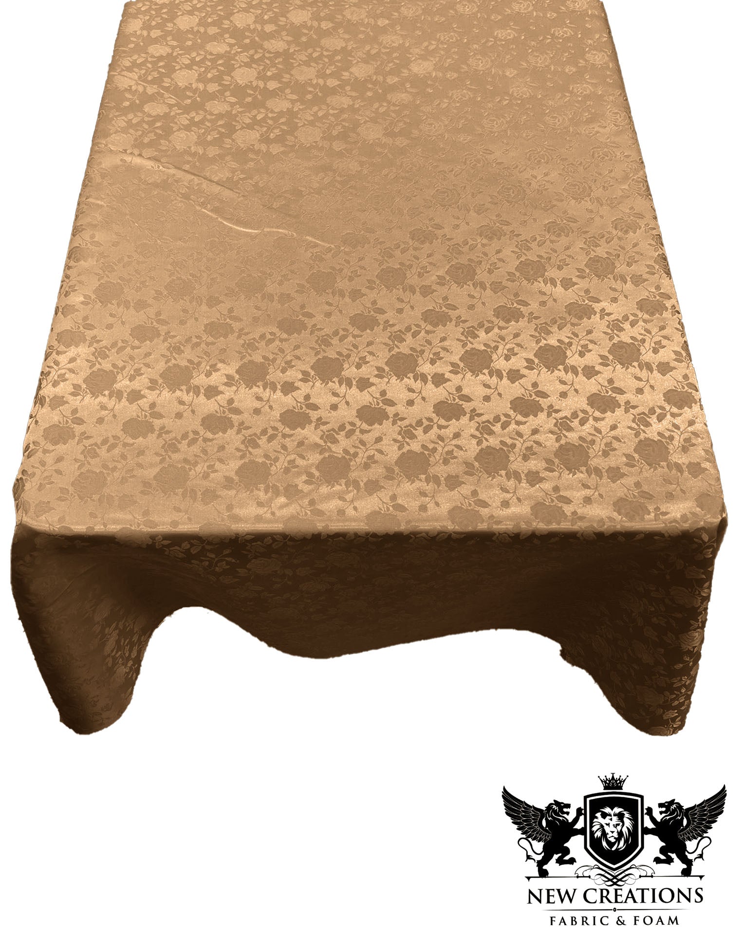 Rectangular Tablecloth Roses Jacquard Satin Overlay for Small Coffee Table Seamless. (60 Inches x 108 Inches) - New Creations Fabric & Foam Inc