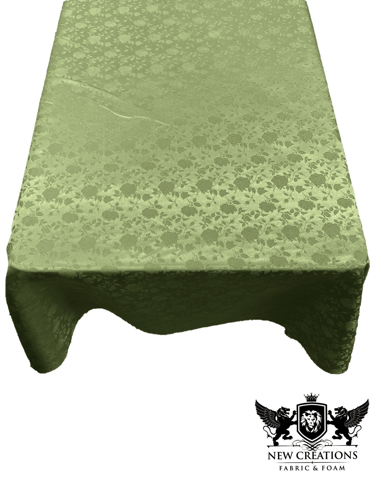 Rectangular Tablecloth Roses Jacquard Satin Overlay for Small Coffee Table Seamless. (60 Inches x 108 Inches) - New Creations Fabric & Foam Inc