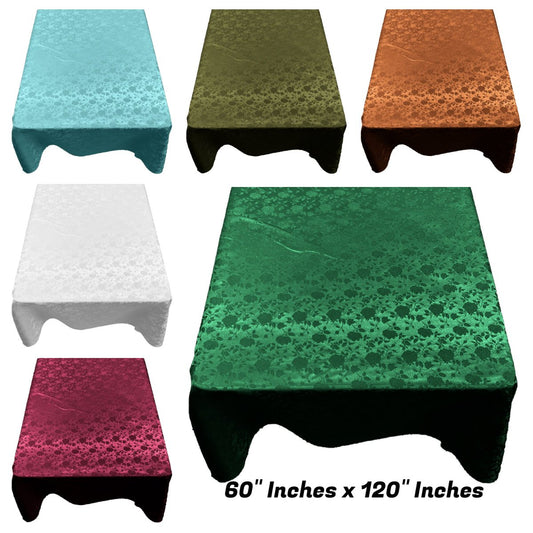 Rectangular Tablecloth Roses Jacquard Satin Overlay for Small Coffee Table Seamless. (60 Inches x 120 Inches) - New Creations Fabric & Foam Inc
