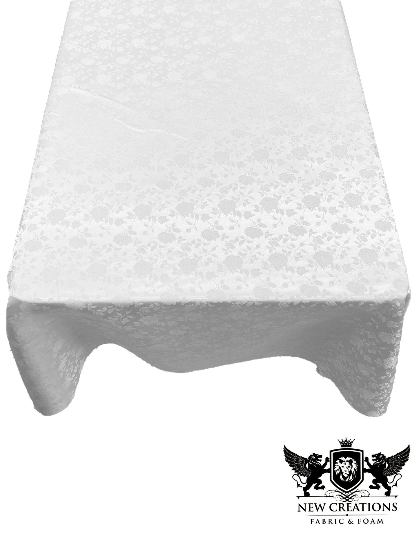 Rectangular Tablecloth Roses Jacquard Satin Overlay for Small Coffee Table Seamless. (60 Inches x 120 Inches) - New Creations Fabric & Foam Inc