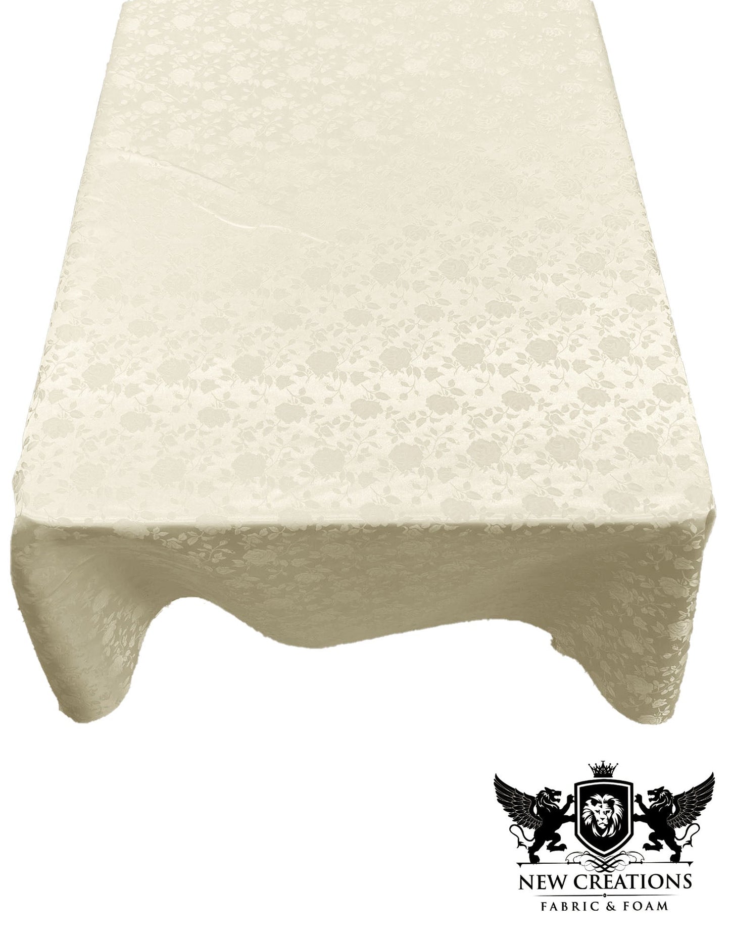 Rectangular Tablecloth Roses Jacquard Satin Overlay for Small Coffee Table Seamless. (60 Inches x 72 Inches) - New Creations Fabric & Foam Inc