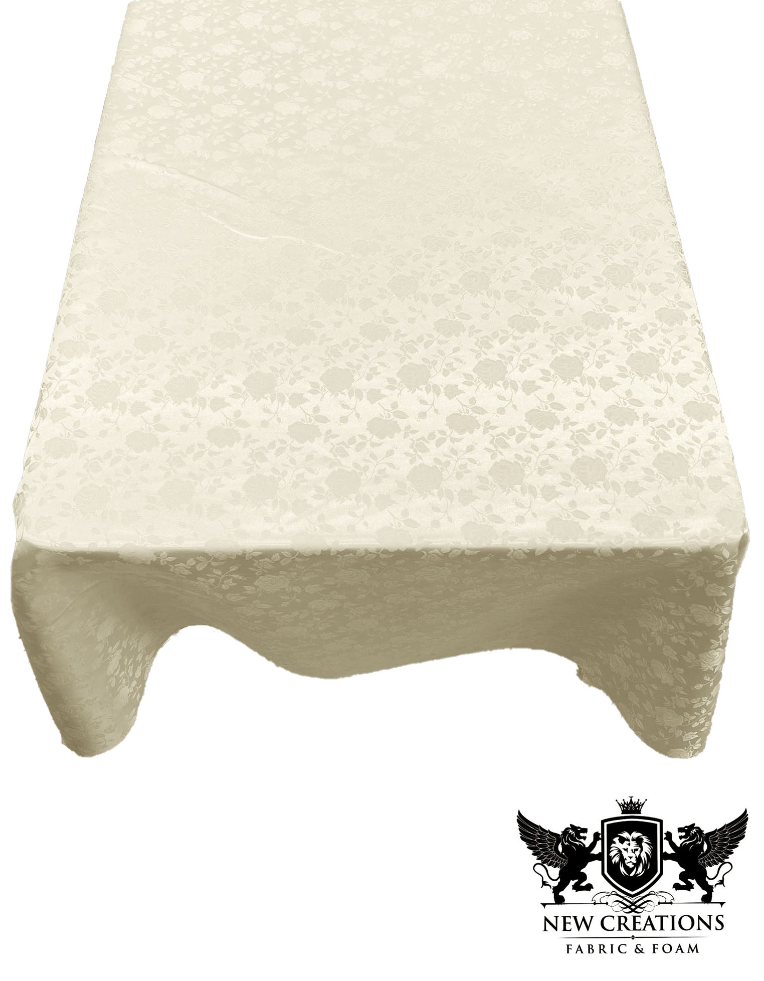 Rectangular Tablecloth Roses Jacquard Satin Overlay for Small Coffee Table Seamless. (60 Inches x 72 Inches) - New Creations Fabric & Foam Inc