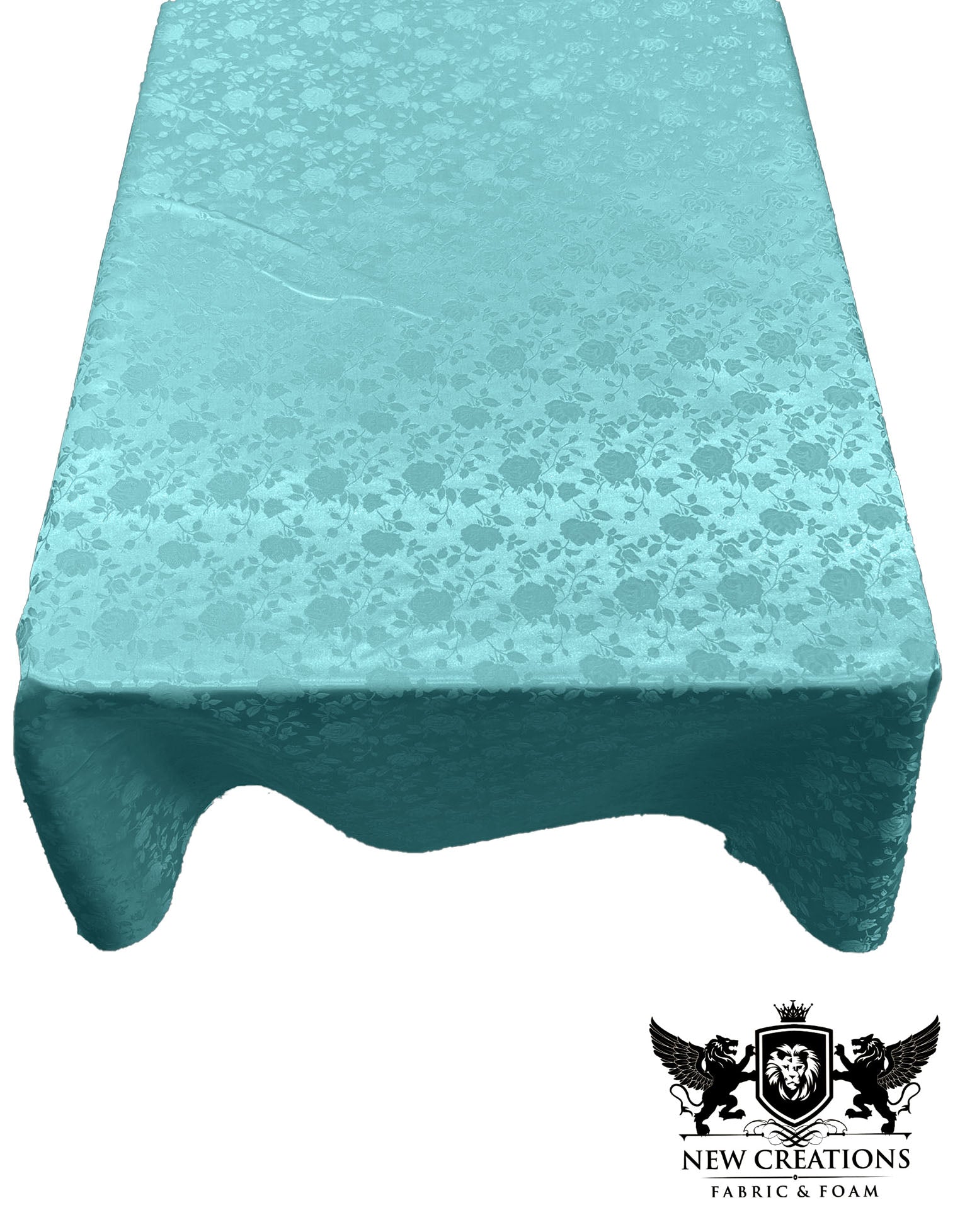 Rectangular Tablecloth Roses Jacquard Satin Overlay for Small Coffee Table Seamless. (60 Inches x 72 Inches) - New Creations Fabric & Foam Inc