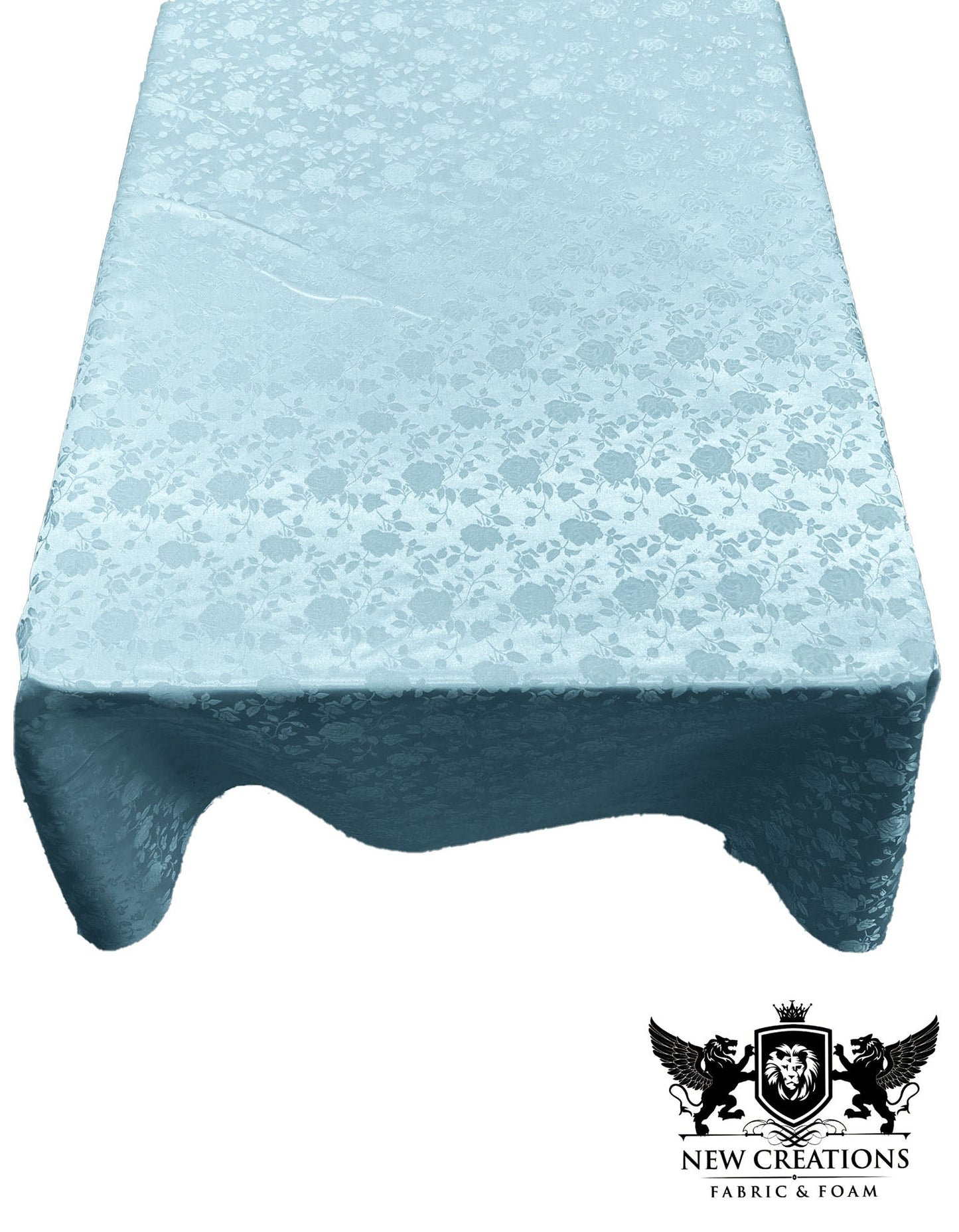 Rectangular Tablecloth Roses Jacquard Satin Overlay for Small Coffee Table Seamless. (60 Inches x 72 Inches) - New Creations Fabric & Foam Inc