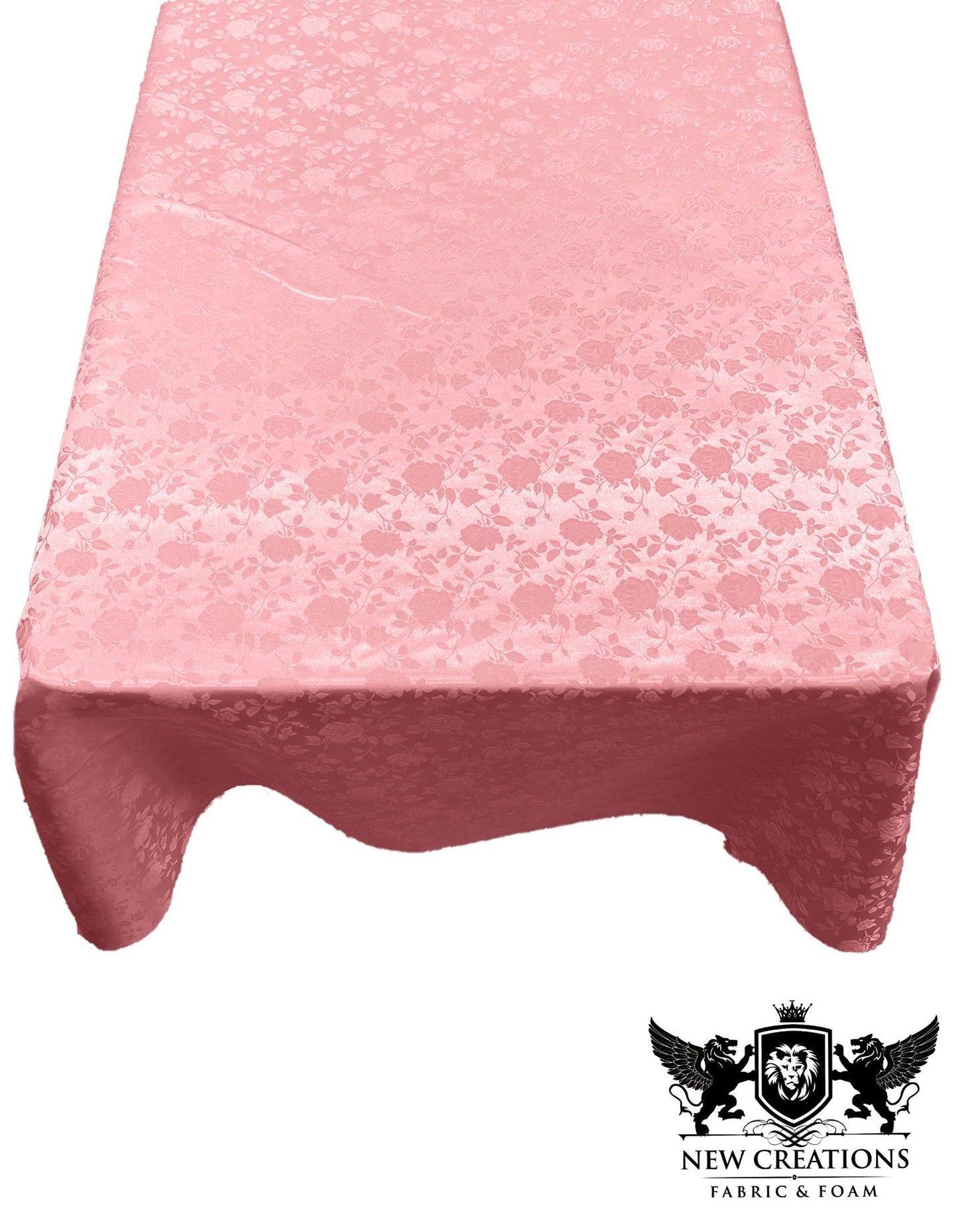 Rectangular Tablecloth Roses Jacquard Satin Overlay for Small Coffee Table Seamless. (60 Inches x 72 Inches) - New Creations Fabric & Foam Inc