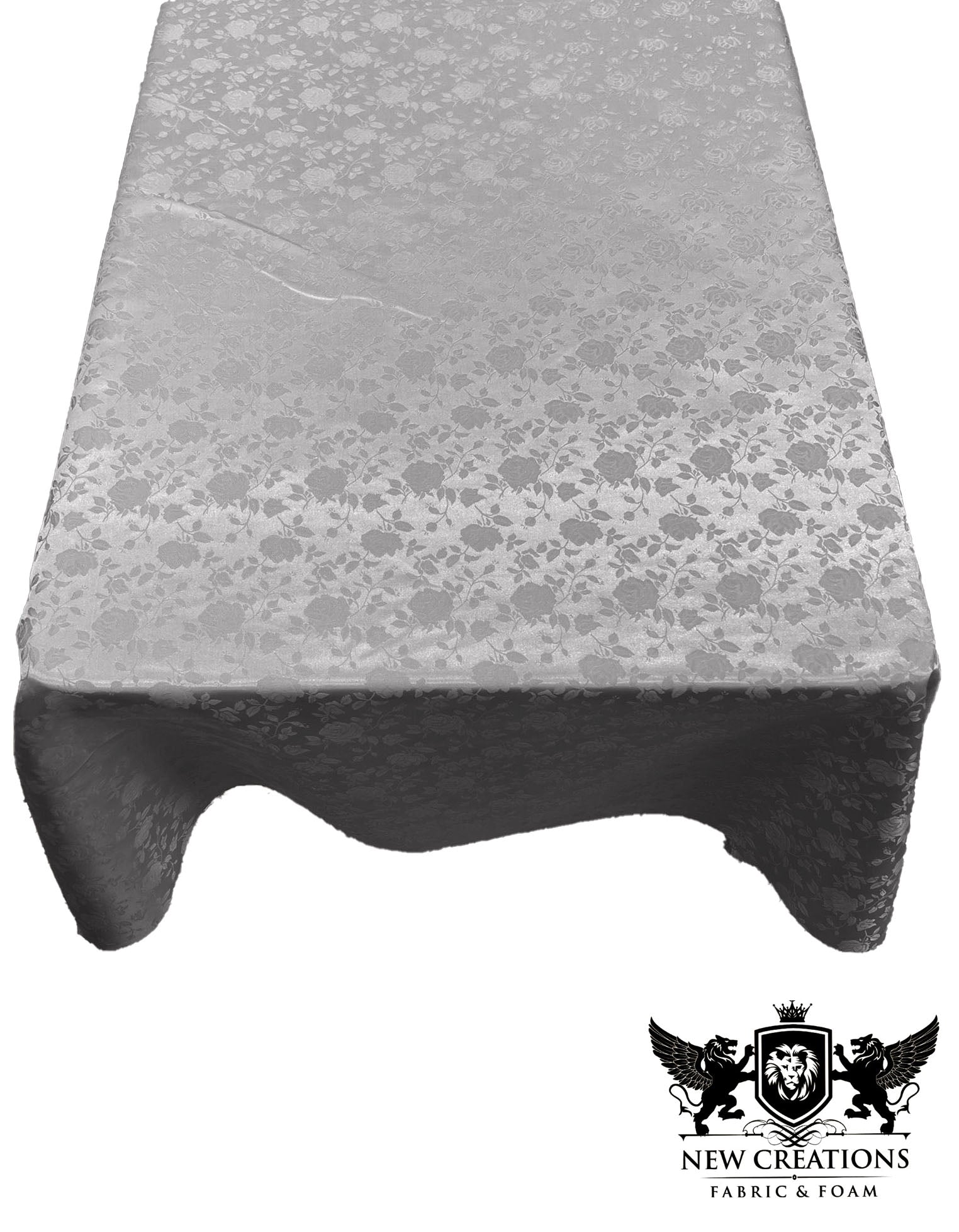 Rectangular Tablecloth Roses Jacquard Satin Overlay for Small Coffee Table Seamless. (60 Inches x 72 Inches) - New Creations Fabric & Foam Inc