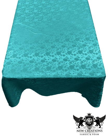 Rectangular Tablecloth Roses Jacquard Satin Overlay for Small Coffee Table Seamless. (60 Inches x 84 Inches) - New Creations Fabric & Foam Inc