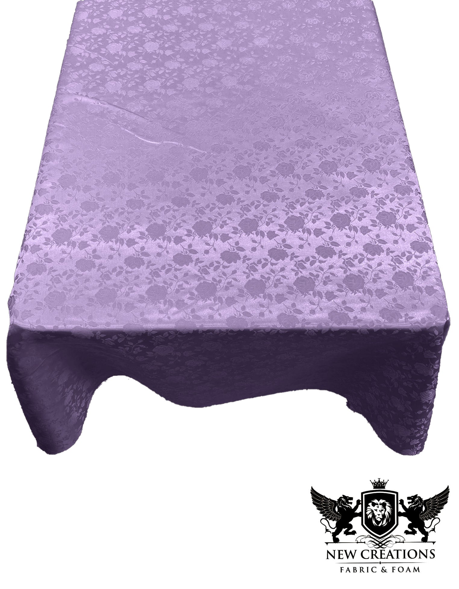 Rectangular Tablecloth Roses Jacquard Satin Overlay for Small Coffee Table Seamless. (60 Inches x 84 Inches) - New Creations Fabric & Foam Inc