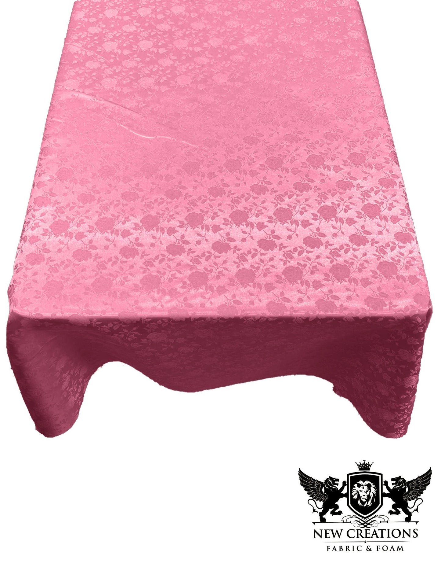 Rectangular Tablecloth Roses Jacquard Satin Overlay for Small Coffee Table Seamless. (60 Inches x 84 Inches) - New Creations Fabric & Foam Inc