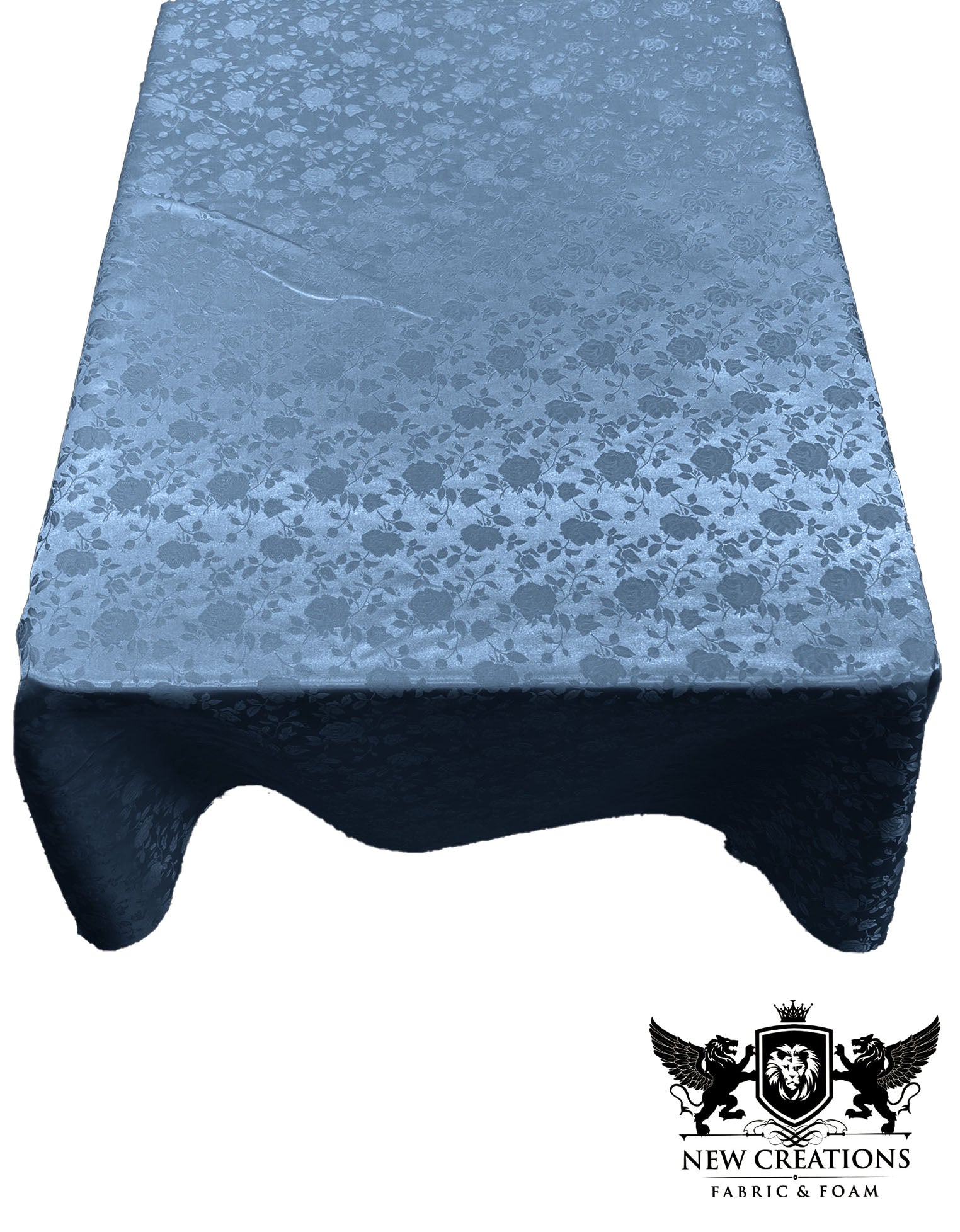 Rectangular Tablecloth Roses Jacquard Satin Overlay for Small Coffee Table Seamless. (60 Inches x 84 Inches) - New Creations Fabric & Foam Inc