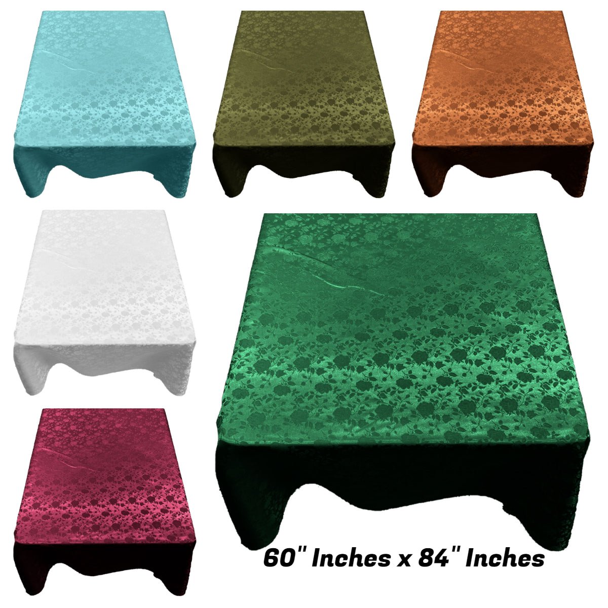 Rectangular Tablecloth Roses Jacquard Satin Overlay for Small Coffee Table Seamless. (60 Inches x 84 Inches) - New Creations Fabric & Foam Inc