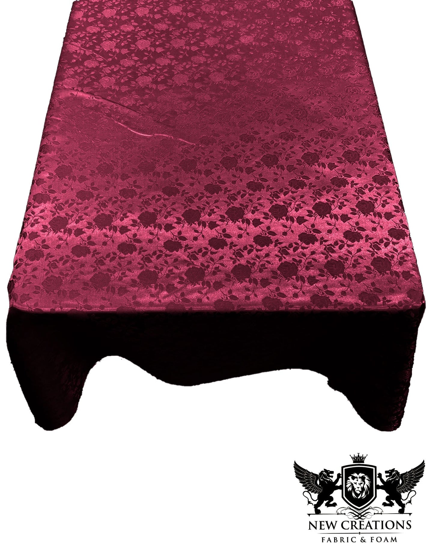 Rectangular Tablecloth Roses Jacquard Satin Overlay for Small Coffee Table Seamless. (60 Inches x 84 Inches) - New Creations Fabric & Foam Inc