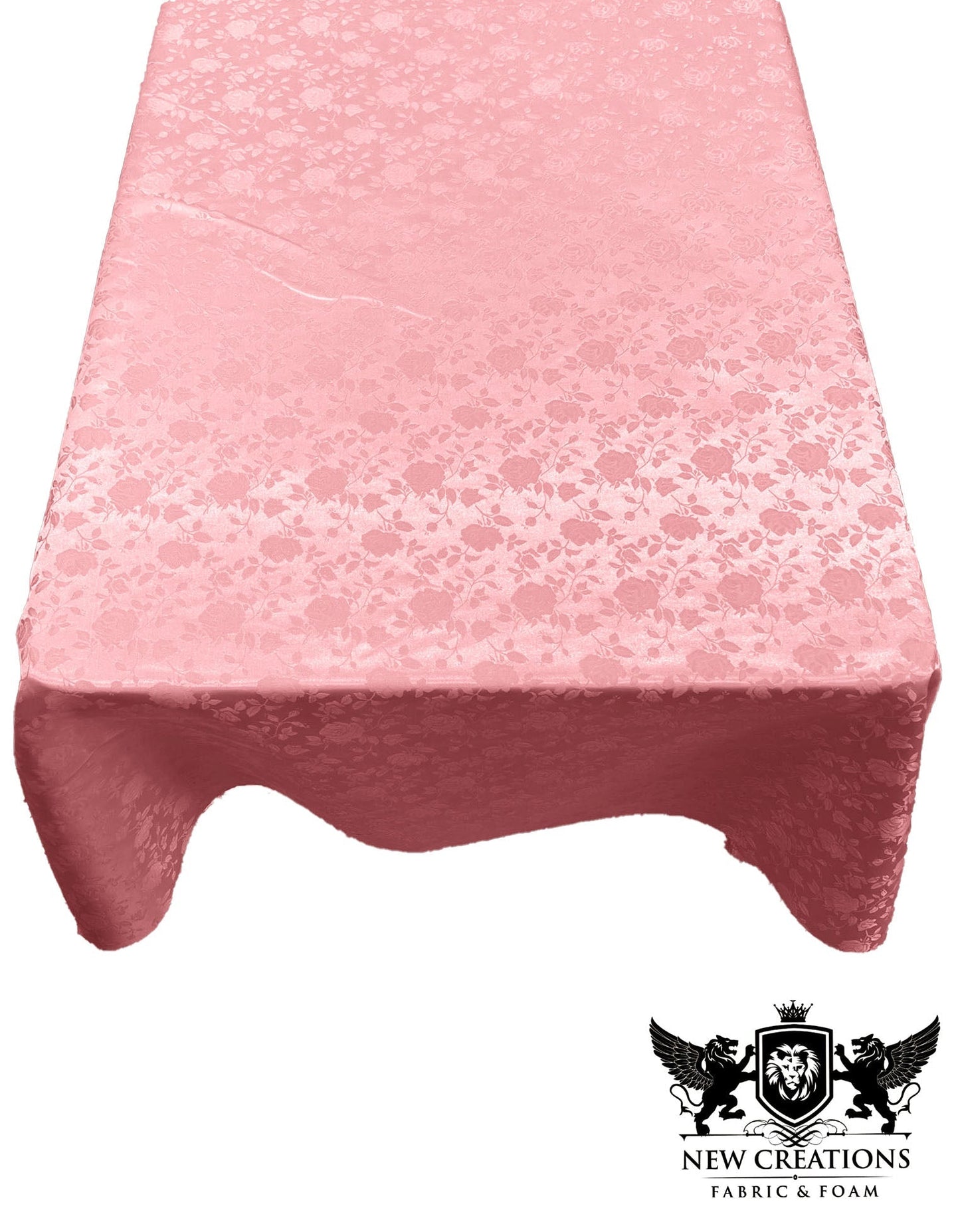 Rectangular Tablecloth Roses Jacquard Satin Overlay for Small Coffee Table Seamless. (60 Inches x 84 Inches) - New Creations Fabric & Foam Inc