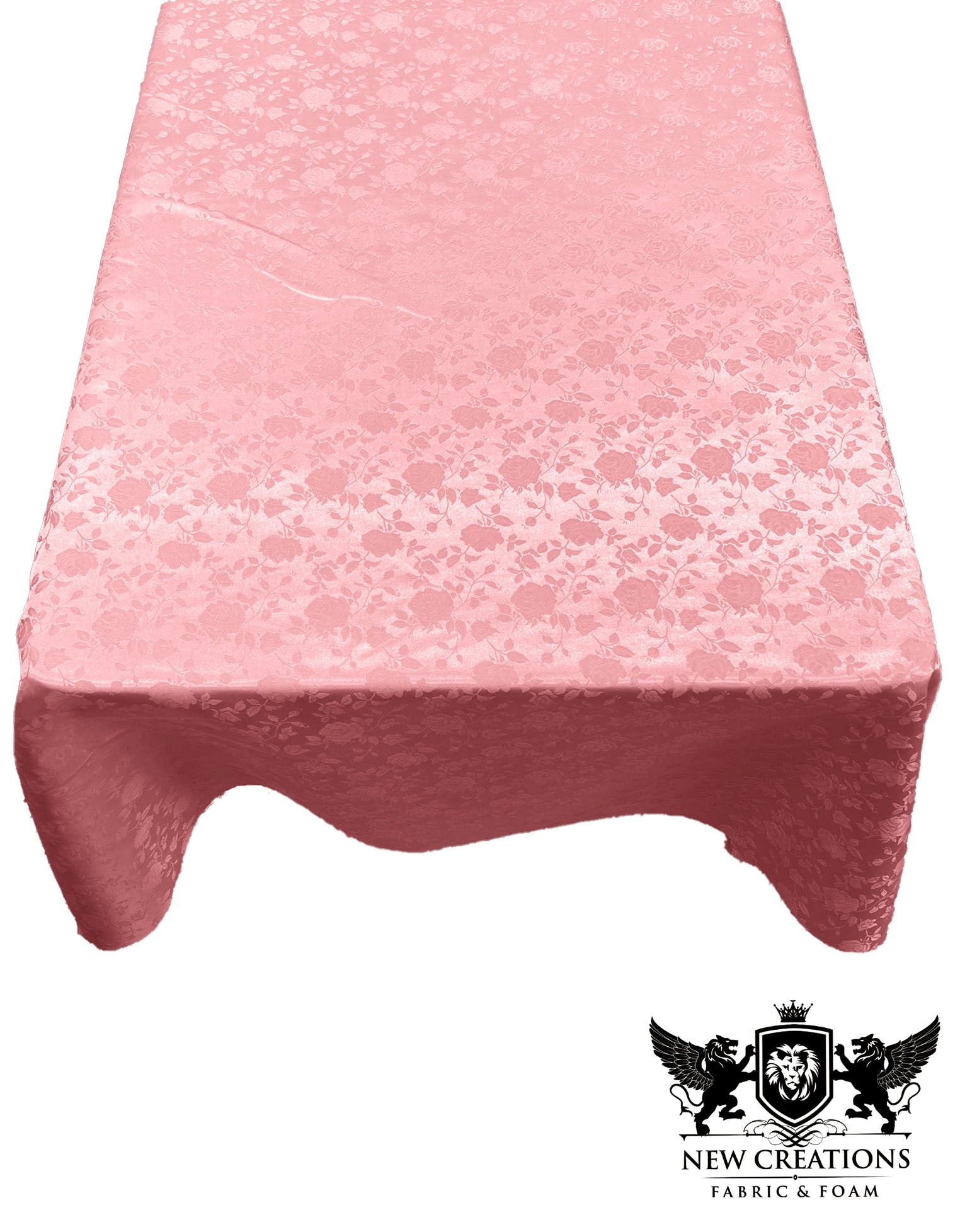 Rectangular Tablecloth Roses Jacquard Satin Overlay for Small Coffee Table Seamless. (60 Inches x 84 Inches) - New Creations Fabric & Foam Inc