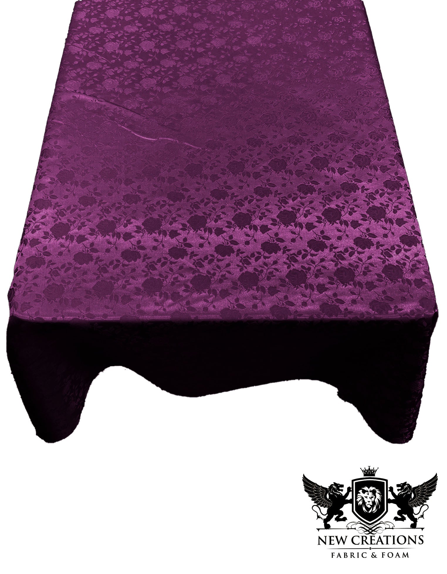 Rectangular Tablecloth Roses Jacquard Satin Overlay for Small Coffee Table Seamless. (60 Inches x 90 Inches) - New Creations Fabric & Foam Inc