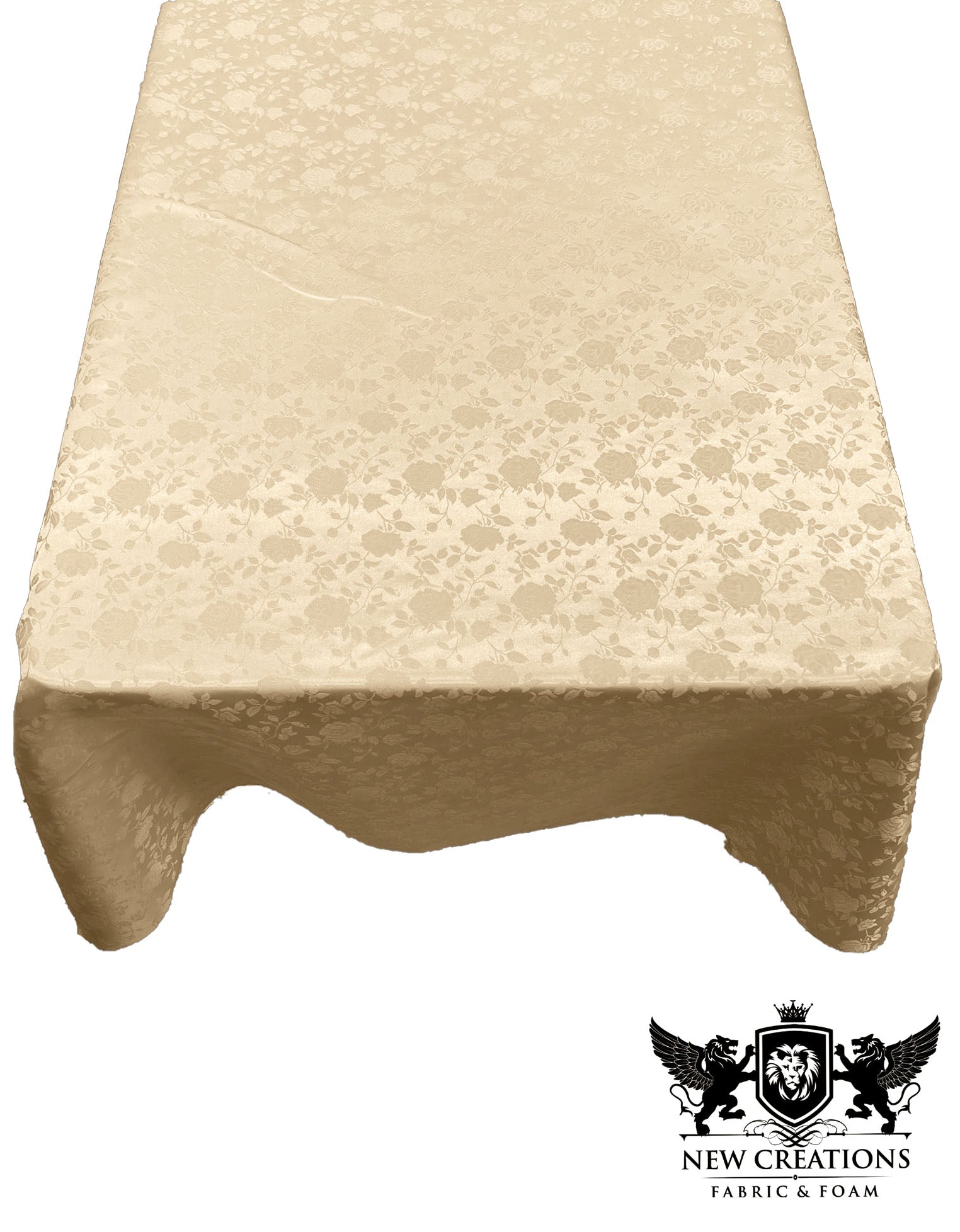 Rectangular Tablecloth Roses Jacquard Satin Overlay for Small Coffee Table Seamless. (60 Inches x 90 Inches) - New Creations Fabric & Foam Inc