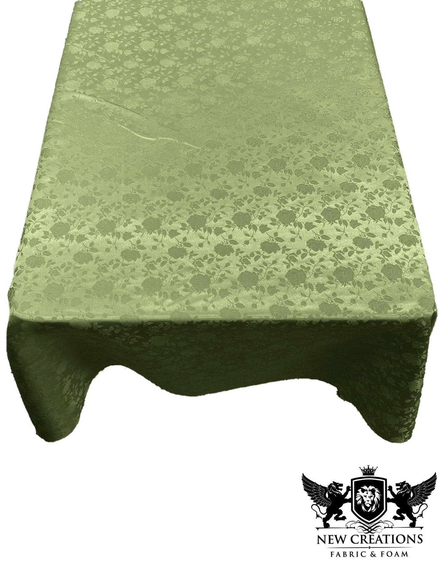 Rectangular Tablecloth Roses Jacquard Satin Overlay for Small Coffee Table Seamless. (60 Inches x 90 Inches) - New Creations Fabric & Foam Inc