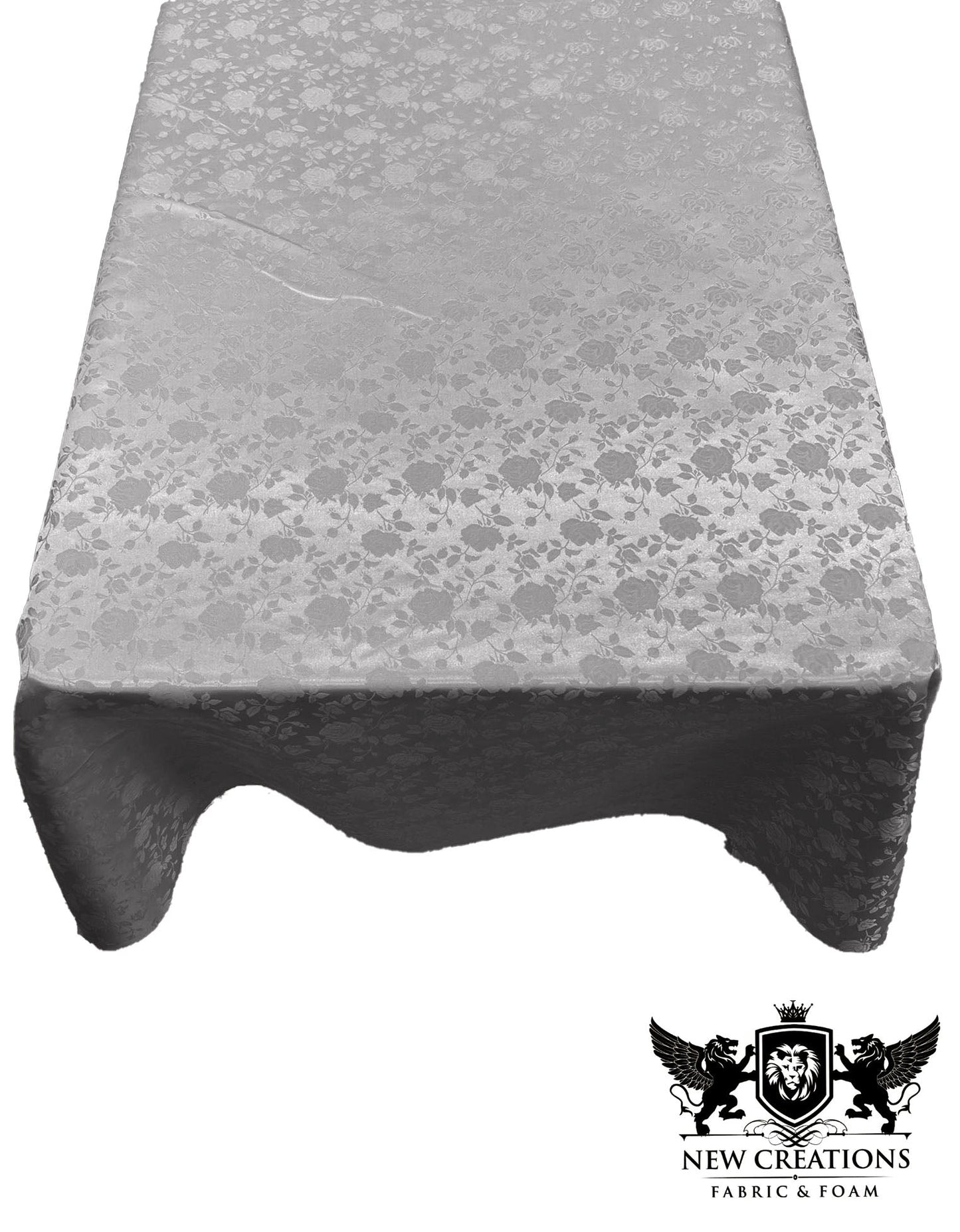 Rectangular Tablecloth Roses Jacquard Satin Overlay for Small Coffee Table Seamless. (60 Inches x 90 Inches) - New Creations Fabric & Foam Inc