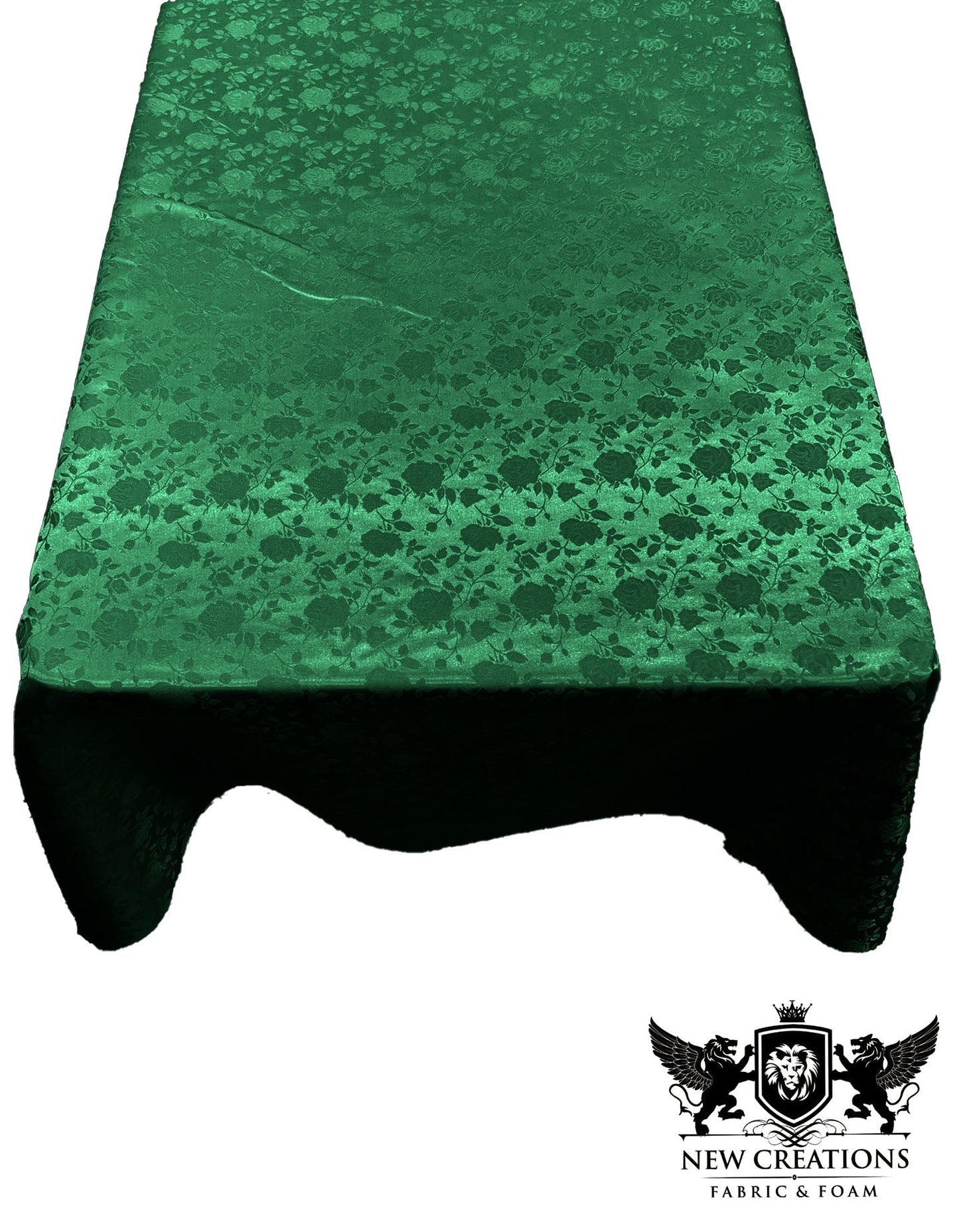 Rectangular Tablecloth Roses Jacquard Satin Overlay for Small Coffee Table Seamless. (60 Inches x 90 Inches) - New Creations Fabric & Foam Inc