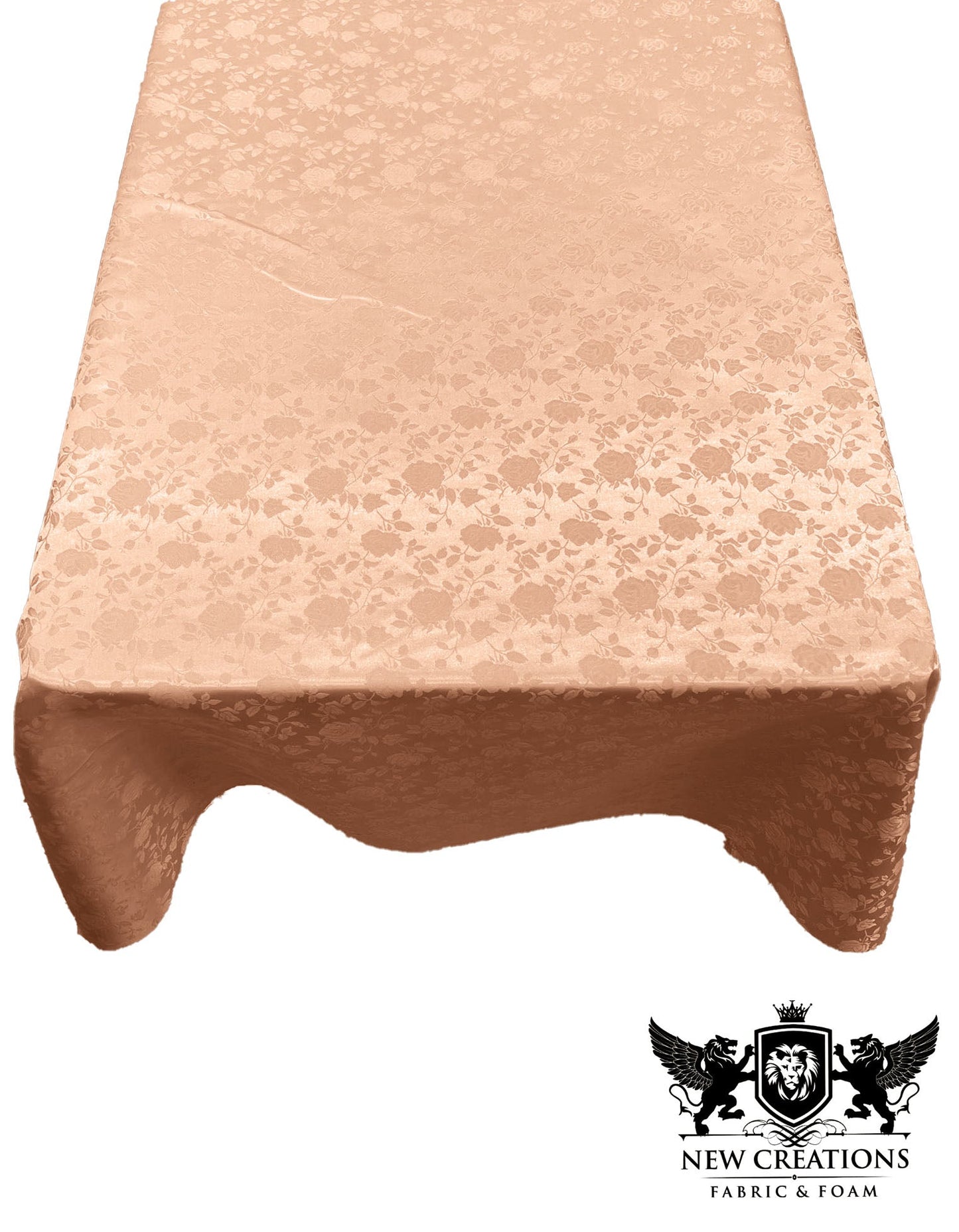 Rectangular Tablecloth Roses Jacquard Satin Seamless. (60 Inches x 144 Inches) - New Creations Fabric & Foam Inc