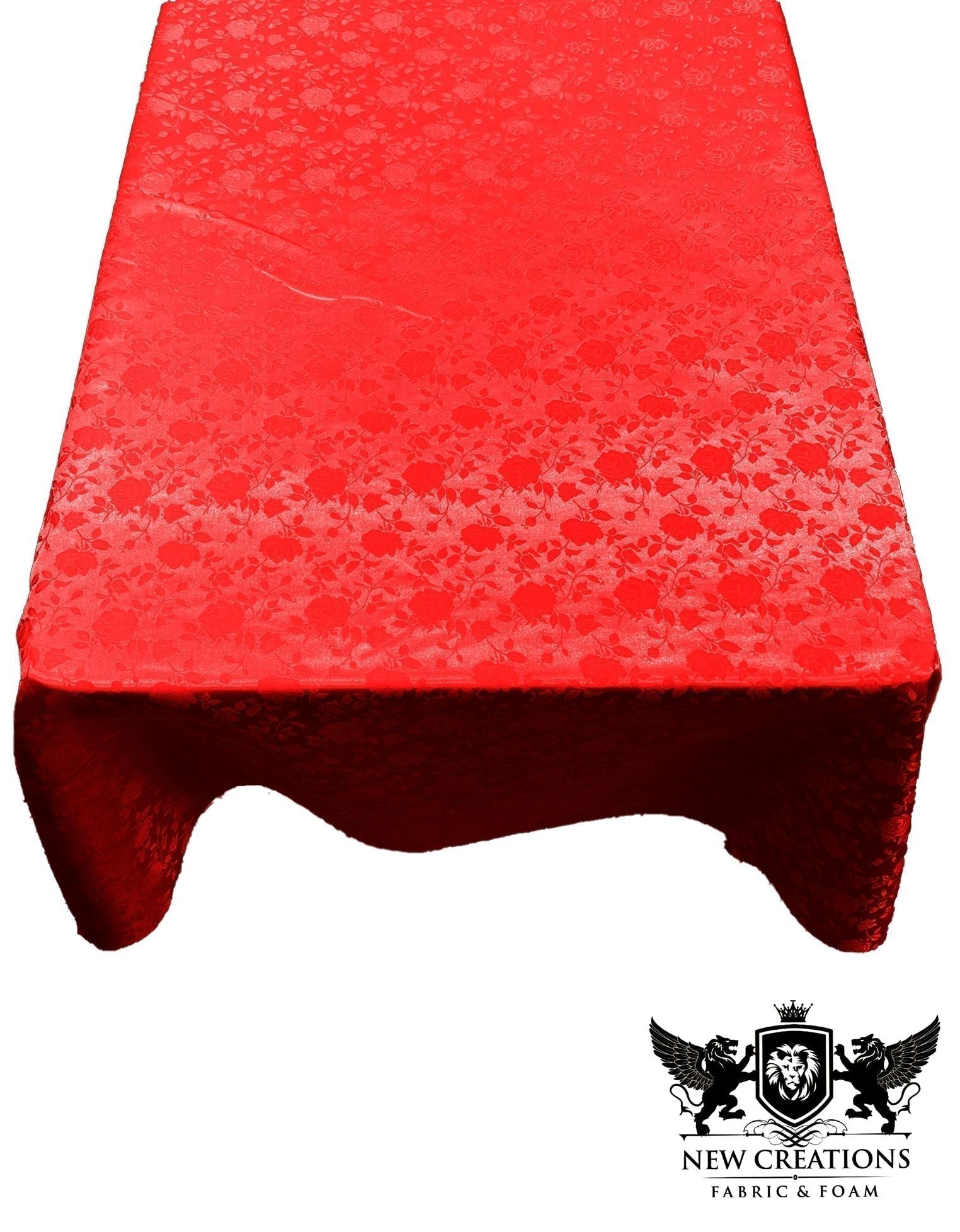 Rectangular Tablecloth Roses Jacquard Satin Seamless. (60 Inches x 144 Inches) - New Creations Fabric & Foam Inc