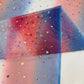 Red Blue And White Tie Dyed Mesh With Silver Stars Fabric| 58" Wide| 4th Of July. - New Creations Fabric & Foam Inc