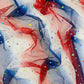 Red Blue And White Tie Dyed Mesh With Silver Stars Fabric| 58" Wide| 4th Of July. - New Creations Fabric & Foam Inc