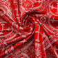 Red/Silver - Square Metallic Cross Brocade Jacquard Satin Table Overlay/Religious Brocade/Liturgical Fabric/Church. - New Creations Fabric & Foam Inc